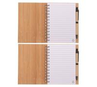VALICLUD Cahiers à Spirale Couverture en Bambou, 2 Sets de Blocs-notes Multifonctions en Papier, Planning et Organisation pour Bureau et Enseignants