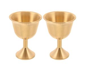 VALICLUD Calices de Communion en Laiton Doré Lot de 2 Gobelets Médiévaux pour Rituels Sacrés Banquets et Cérémonies Religieuses Verres à Pied Style Renaissance
