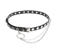 VALICLUD Ceinture Femme En Cuir Pu Avec ŒIllets MéTalliques Et ChaîNe - Accessoire Punk Vintage Pour Tenues DéContractéEs Et Cosplay 104Cm