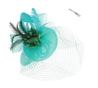 VALICLUD Chapeau Barrette Plume Floral Filles Couvre-chef Cocktail Agrafe Coiffes De Mariée Pour Mariage Accessoires De Cheveux De Mariage Femmes Chapeaux Mode Green Artificielles