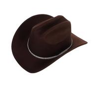 VALICLUD Chapeau Cowgirl Western Feutre avec Bordure Style Vintage Jazz à Large Bord Robuste et pour Fêtes Country et Usage