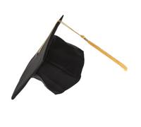 VALICLUD Chapeau de Remise de Diplôme Pompon Jaune Ajustable Noir en Polyester Résistant, Couvre-chef pour Cérémonie de Remise de Diplôme Universitaire