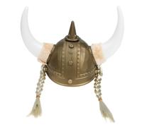 VALICLUD Chapeau De Viking En Plastique à Cornes Dorées Casque Viking Homme Accessoire De Fête Pour Costume De Mascarade Festif Tresses