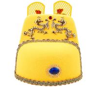 VALICLUD Chapeau Oriental Chinois Dragon Jaune pour Cosplay Empereur Ancien Accessoire de Costume Traditionnel de Cour Royale Couvre-chef de Théâtre Asiatique Adulte
