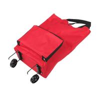 VALICLUD Chariot de Courses Pliable Rouge avec Grandes roulettes, Paquet Cabas à Provisions en Tissu Résistant, Léger et Compact, pour Shopping Quotidien et Voyages, pour Courses et Usage Maison