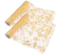 VALICLUD Chemin de Table Mariage Doré en Filet 29 Cm X 5 M Polyester Polyester Léger Décoratif Fête d'anniversaire Décoration de Table Lot de 2 Rouleaux