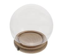 VALICLUD Cloche en Verre Base en Bois Naturel 15 CM Éclairage LED Intégré Interrupteur Cuivre Couvercle d'Exposition pour Fleurs Préservées Décoration Intérieure Élégante et Romantique