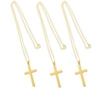 VALICLUD Collier à Chaîne en Plastique Or Pendentif Croix, Lot de 3 Pièces, Style Délicat et Naturel Port Quotidien Élégant