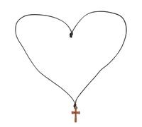 VALICLUD Collier Croix Religieuse en Bois Naturel Pendentif Croix Catholique Unisexe Cordon Ajustable pour Homme et Femme Accessoire Symbole Couple Présent Foi Solide
