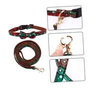 VALICLUD Collier et Laisse pour Chien de Noël 2 Pièces avec Motif Flocon de Neige Collier Vert Réglable 15X245 CM et Laisse 13X120 CM Accessoires Festifs pour Animaux de Compagnie