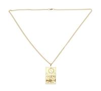 VALICLUD Collier Pendentif Masculin en Acier Inoxydable Plaqué Or Véritable, Style Religieux Pendentif Tarot Soleil, Chaîne Maille Délicate pour Pull, Bijoux Religieux pour Homme