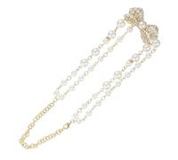 VALICLUD Collier Ras du Cou en Perles Blanches Nacrées Pendentif Nœud Doré, Chaîne Courte Élégante pour Femme, Accessoire de Cosplay et Bijou Vintage Rétro, Présent Anniversaire
