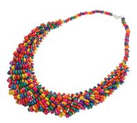 VALICLUD Collier Ras Du Cou En Perles De Bois Collier Africain Épais Ethnique Perles Colorées Collier À Bretelles Bijoux Hip Hop Pour Femmes Et Filles