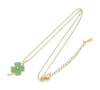 VALICLUD Collier Trèfle Amulette en Aventurine Verte avec Cristaux Pendentif à Quatre Feuilles et Chaîne Ras du Cou en Alliage Inoxydable Bijou Irlandais Ajustable pour Femme Présent