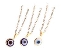 VALICLUD Collier Turc Le Mauvais Œil 3 Pièces, Pendentif En Verre Bleu, Chaîne Dorée, Bijoux Pour Femme, Amulette Protection Chance Santé, Style Oriental