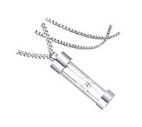 VALICLUD Collier Urne Souvenir Pendentif Horloge De Sable En Acier Inoxydable, Bijou Unisexe Urne Commémorative En Verre Et Chaîne 60 Cm Pour Garder Les Cendres Près Du Cœur