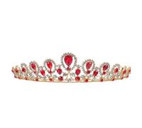 VALICLUD Couronne Baroque en Strass Forme Goutte Rouge, Serrage-Tête Léger pour Mariage et Bal de Fin d'Année, Accessoire Cheveux Princesse Élégant, Tiare Coiffure Festive Femme