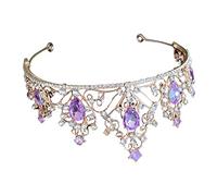 VALICLUD couronne de cristal mesdames de mariée tiare Fille faire la fête mariées accessoire cheveux mariage couvre-chef couronne Krone Hochzeit Braut strass Violet,mauve
