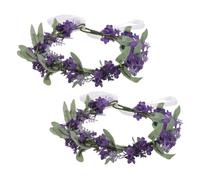 VALICLUD Couronne De Fleurs Lavande Décorative 2 Pièces Taille Unique Violet Foncé Bandeau De Mariage à Feuille Inférieure Accessoires Cheveux Femme Cérémonie Plage Photographie