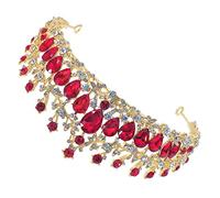 VALICLUD Couronne de Mariage Rouge Accessoire Tête Princesse pour Mariée Ornement Cheveux Chic pour Fête Bal et Cérémonie