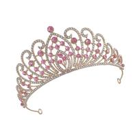 VALICLUD Couronne de Mariée en Alliage Strass Scintillants Diadème Baroque pour Femme Couleur Or Rose Accessoire Cheveux Mariage Élégant pour Cérémonie et Fête