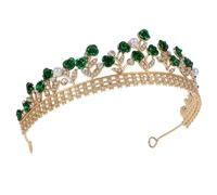 VALICLUD Couronne De Rose En Diamant Casque Bandeau De Diadème Fleur Coiffes Accessoire Dentelle Cristaux Luxe De Mariée Diadème Rose Bandeau De Mariage Tiare Vert Alliage De Zinc