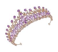 VALICLUD couronne de strass anniversaire couronnes et diadèmes violet Diadème pour mariée Diadème en rhinestone décoration couronne de mariage princesse mariée Alliage de zinc Golden