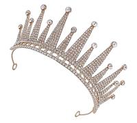 VALICLUD Couronne De Strass Casque De Mariage Pour La Mariée Bandeau Strass Mariée Tiare De Mariée Coiffe De Perles Couronnes De Mariée Coiffes De Mariée Pour Mariage Alliage De Zinc Doré