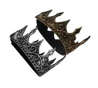 VALICLUD Couronne Médiévale En Pu Roi 3d Légère Dorée Et Argentée Pour Hommes Cosplay Décoration Fête 2 Pièces Ajustable Taille Unique