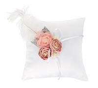 VALICLUD Coussin Porte-Alliances Blanc Décoratif Fleurs Artificielles Oreiller pour Bagues Mariage et Cérémonie Accessoire Léger et Portable pour Décoration et Porteur D’Alliances