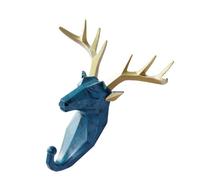 VALICLUD Crochet Mural Décoratif Animal Résine Bleu Vintage Patère Tête de Cerf pour Manteaux Chapeaux Clés et Bijoux Support Mural Pratique et Esthétique pour Maison et Chambre