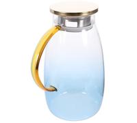 VALICLUD Cruche Eau Verre avec Couvercle Inox Goutte Pichet Boissons Froides et Chaudes Design Bleu Dégradé pour Maison et Bureau