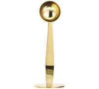 VALICLUD Cuillère à Mesurer Café Expresso Acier Inoxydable pour Poudre de Lait et Café Double Tête avec Fond Pressé Ustensile Cuisine Doré Polyvalent