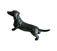 VALICLUD Décoration Chien Noir en Résine Artisanale, Figurine Teckel Allongé, Statue Décorative Petite Taille, Sculpture Animalière pour Bureau Et Intérieur, Ornement Animal en Résine