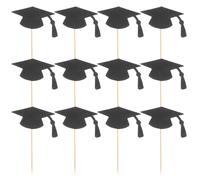 VALICLUD Décorations de Gâteau Chapeau de Graduation 24 Pièces Noires Inserts pour Cupcakes Fête de Remise de Diplômes Décoration Table Scolaire pour Célébration Fin D’Études