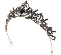 VALICLUD Diadème Couronne Noire Baroque Vintage en Strass et Cristaux Tiare de Mariage 1Er Modèle en Métal Doré Ancien Accessoire Gothique pour Mariée Bal de Promo et Anniversaire