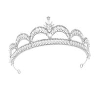 VALICLUD Diadème De Mariée Zirconium Avec Perles Simulées Couronne Éblouissante Pour Célébrations Et Fêtes Accessoire Coiffure Élégant Et Pratique Pour Femmes