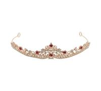 VALICLUD Diadème Serrage-tête Couronne de Strass Rouge et Or, Bandeau Léger pour Mariage, Anniversaire et Bal, Accessoire Coiffure Femme Élégant et Confortable, Couronne Bijoux Princesse