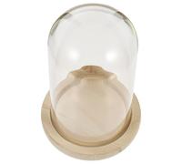 VALICLUD Dôme en Verre Décoratif 12x21 Cm avec Socle Bois Naturel, Couverture de Fleurs Préservées et Mini Dôme Polyvalent pour Micro-paysages, Ornements et Décoration Intérieure Élégante