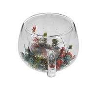 VALICLUD Double Layer Glass Tea Cup With Preserved Dried Flowers Insulated Borosilicate Glass Mug For Latte And Tea For Home And Office