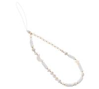 VALICLUD Dragonne de Téléphone à Perles en Pâte Polymère Blanche Breloques Lune et Étoiles Chaîne Anti-Perte Légère et Décorative pour Téléphone Portable et Accessoires