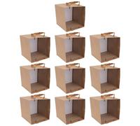 VALICLUD en papier kraft 10 pièces 20x20x20 cm, sacs d'emballage pour cadeaux, sacs à emporter robustes pour fête, shopping et paniers cadeaux