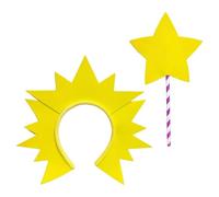 VALICLUD Ensemble 2 Pièces Serrage-Tête Soleil Ajustable et Baguette Magique Étoile pour Fille Accessoires de Déguisement Fée Costume Princesse Léger en Mousse pour Fêtes Halloween et