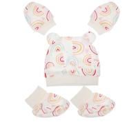 VALICLUD Ensemble Bonnet en Coton Anti-griffures et Couvre-pieds pour -né, Bébé, Doux, Confortable, Lavable, Accessoires pour Présents de Naissance