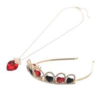 VALICLUD Ensemble Couronne Princesse Cristal Rouge avec Collier Cœur Diadème Brillant pour Mariage Anniversaire et Saint-Valentin Accessoire Coiffure Femme et Adolescentes Couronne de