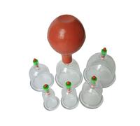 VALICLUD Ensemble de Thérapie par Ventouses Chinoises 6 Ventouses sous Vide Transparentes avec Boule en Caoutchouc pour Massage du Corps Soulagement Musculaire Usage Domestique Auto-Application