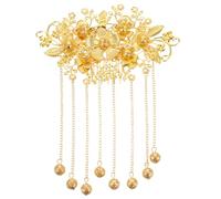 VALICLUD Épingle à Cheveux Chinoise Traditionnelle Rétro pour Mariage Peigne Floral Alliage Doré avec Perles et Cristaux Accessoire Élégant pour Mariée et Occasions Spéciales