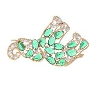 VALICLUD Épingle Design Luxe Scintillant Éléphant Vert en Cuivre et Cristaux, Accessoire Léger pour Femme pour Événements Formels et Soirées