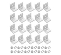 VALICLUD Équerres D’Angle en Aluminium Extrudé 20 Pièces - Support en L à 2 Trous à Rainure en T - Connecteurs Internes Robustes Anticorrosion - Fixation pour Profilés Aluminium, Usage