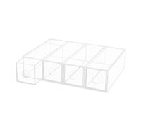 VALICLUD Étui à Lunettes Transparent en Acrylique 4 Compartiments 17,5x6,4x24,6 Cm, Présentoir à Lunettes de Soleil Empilable, Boîte de Rangement Multifonction pour Bureau et Magasin